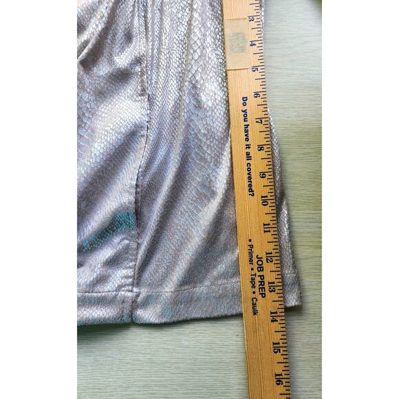 JACKET & MATCHING TANK-CHICO'S-Silver/Gray Snakeskin Like Material-Soft-Size 3/L - Picture 14 of 16
